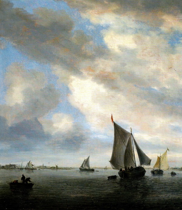 View of a Lake with Sailing Ships by Salomon van Ruysdael
